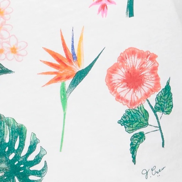 J. CREW Graphic Tee Tropical Plant Palm Flower Graphic Crew Neck T-shirt - Picture 8 of 12